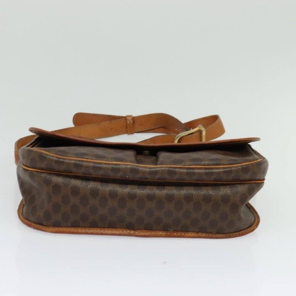 Authentic CELINE Macadam Canvas Shoulder Bag PVC Leather Brown Gold - Picture 12 of 16